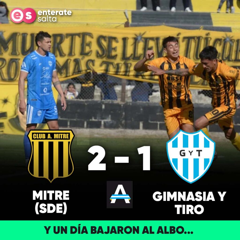 Se cortó la racha: Gimnasia y Tiro perdió 2-1 ante Mitre en Santiago del Estero